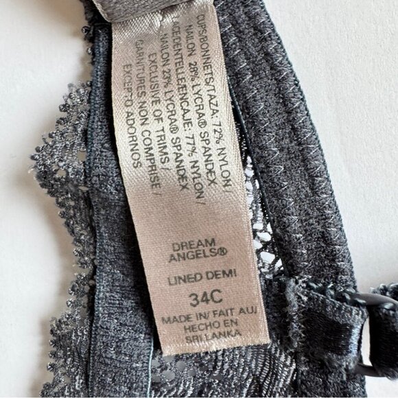 Victoria's Secret Bra Dream Angels Lined Demi Gray Pink Satin Silver Label 34C - Picture 5 of 10